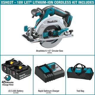 Makita 18V 5.0Ah LXT Lithium-Ion Brushless Cordless 6-12 in. Circular Saw Kit XSH03T