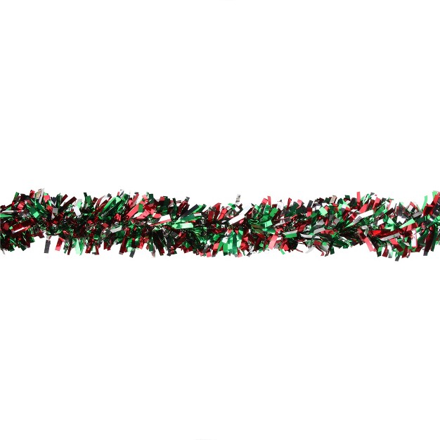 Unlit Green red Wide Cut Shiny Tinsel Christmas Garland