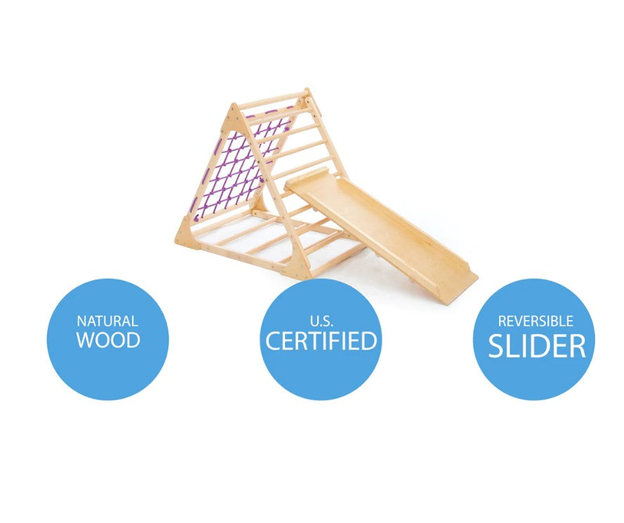 WEDANTA Climbing Toys for Toddlers 4 in 1 - Triangle Climber with Ramp - Baby Climber - Wooden Toddler Climbing Set 4 in 1 - Toddler Climbing Toys Indoor - Climbing Triangle Kids - Pyramida