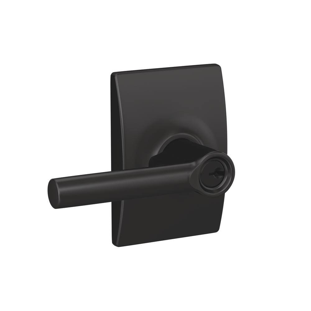 Schlage Broadway Matte Black Keyed Entry Door Handle with Century Trim F51A BRW 622 CEN