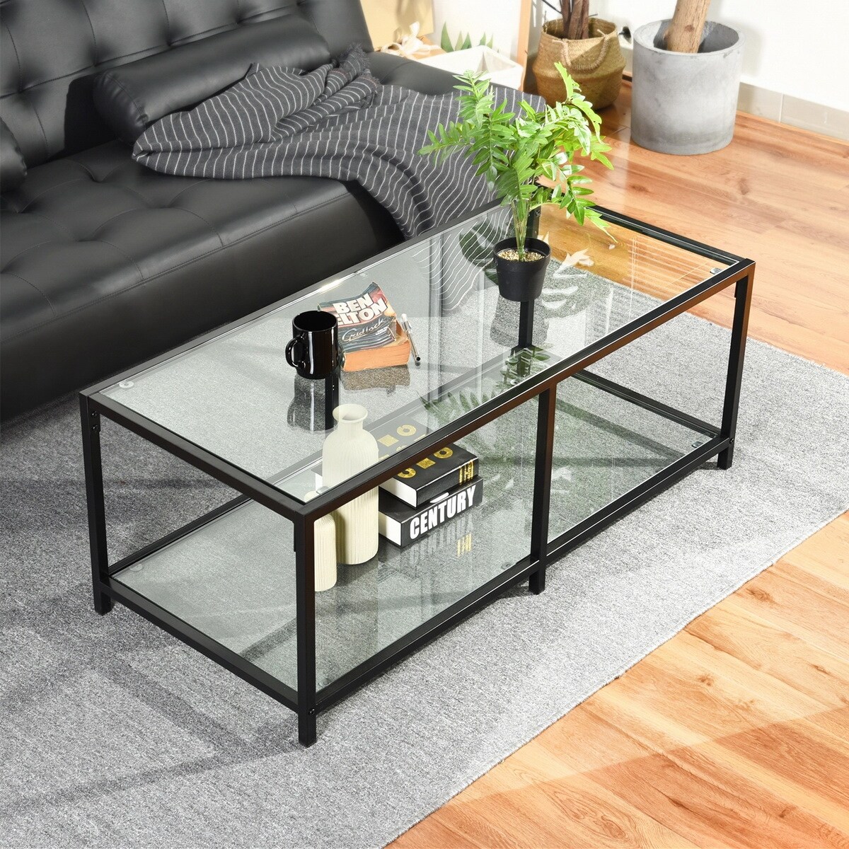 Homylin Justin Clear Glass Coffee Table