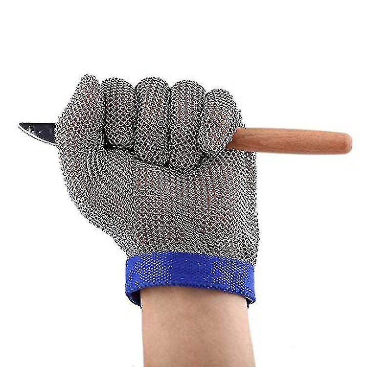 Cut Resistant Gloves Stainless Steel Protective Gloves For Oyster Shucking，meat Cutting (1 Pieceblue) -l Aespa