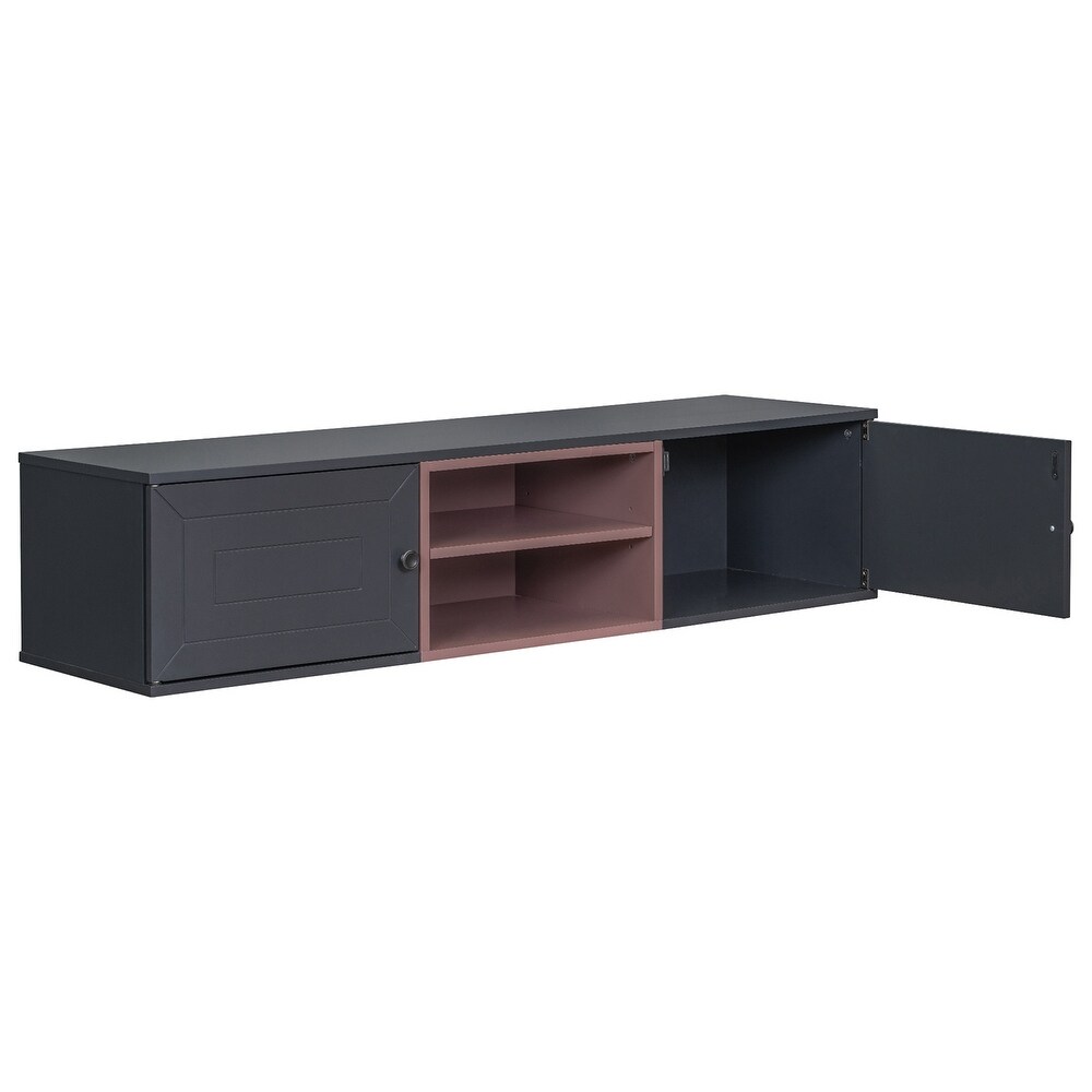 Wall Mounted Floating TV Stand with Large Storage Space and 3 Shelves