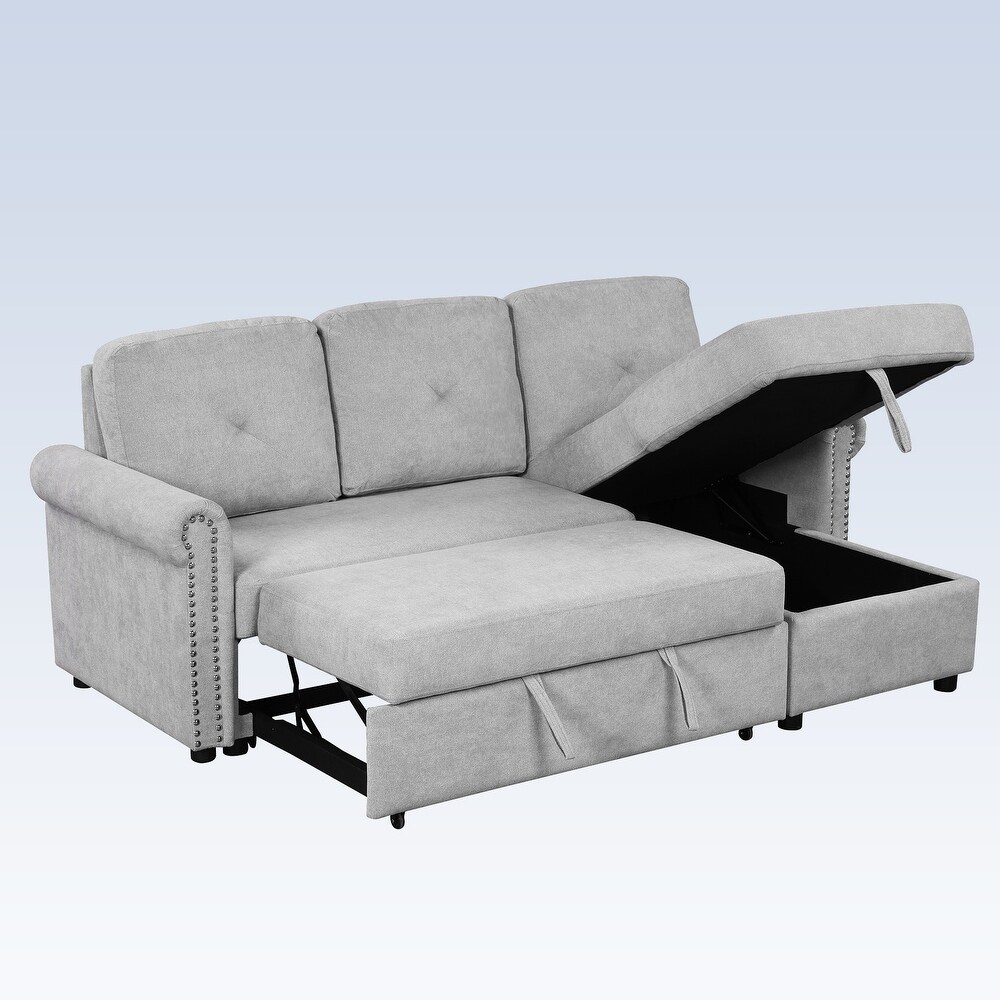 Modern Sleeper Sofa Bed Convertible Sectional Couch with Storage