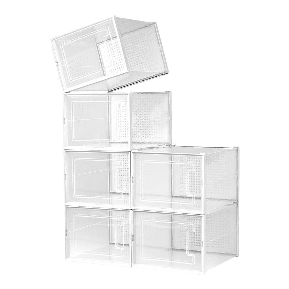 Yescom Clear Shoe Box Stackable Under Bed Storage 14x11x8