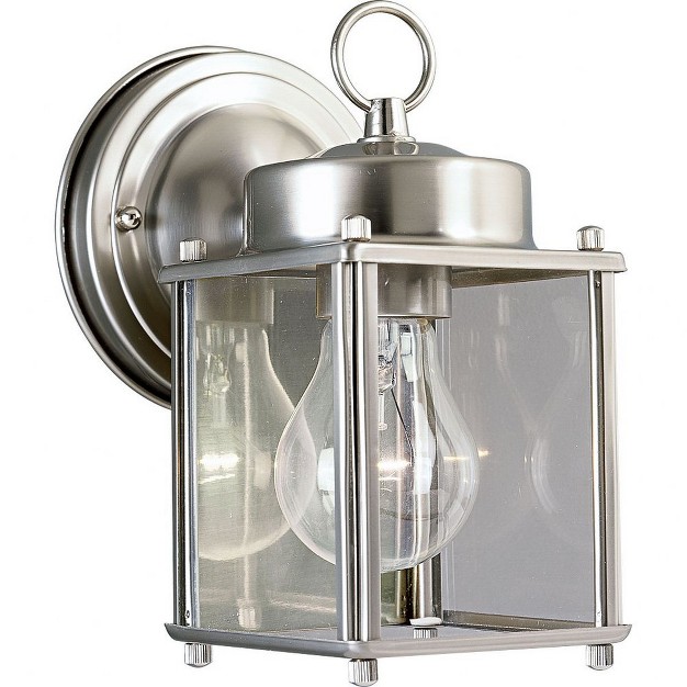 Progress Lighting Flat Collection 1 light Outdoor Wall Lantern Brushed Nickel Clear Glass Shade