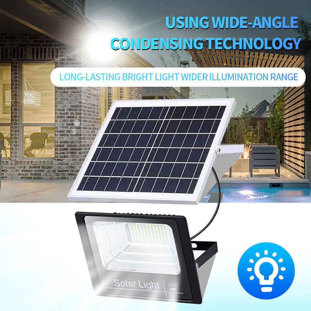 Solar Powered Lights Outdoor， 409 LED Light IP65 Waterproof whit Light Control + Remote Control，Auto Dusk to Dawn Adjustable Solar Security Lights for Barn， Garden， Garage， Pathway， Yard， Patio， Lawn