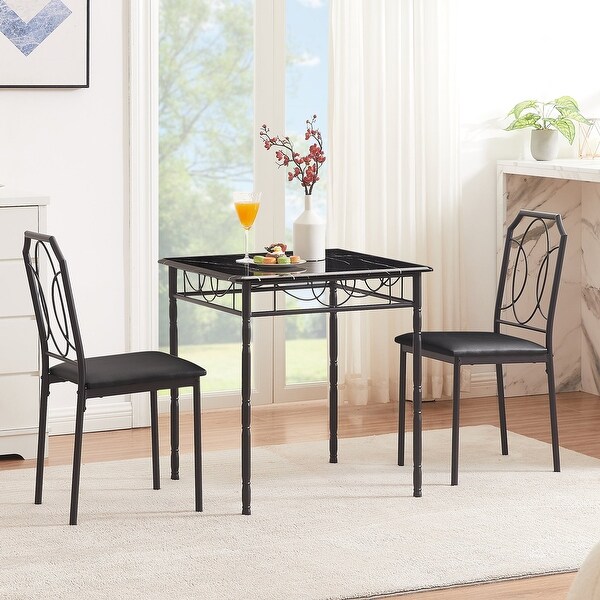 3-Piece Dining Table Set with 2 Chairs for Home Kitchen Breakfast Nook