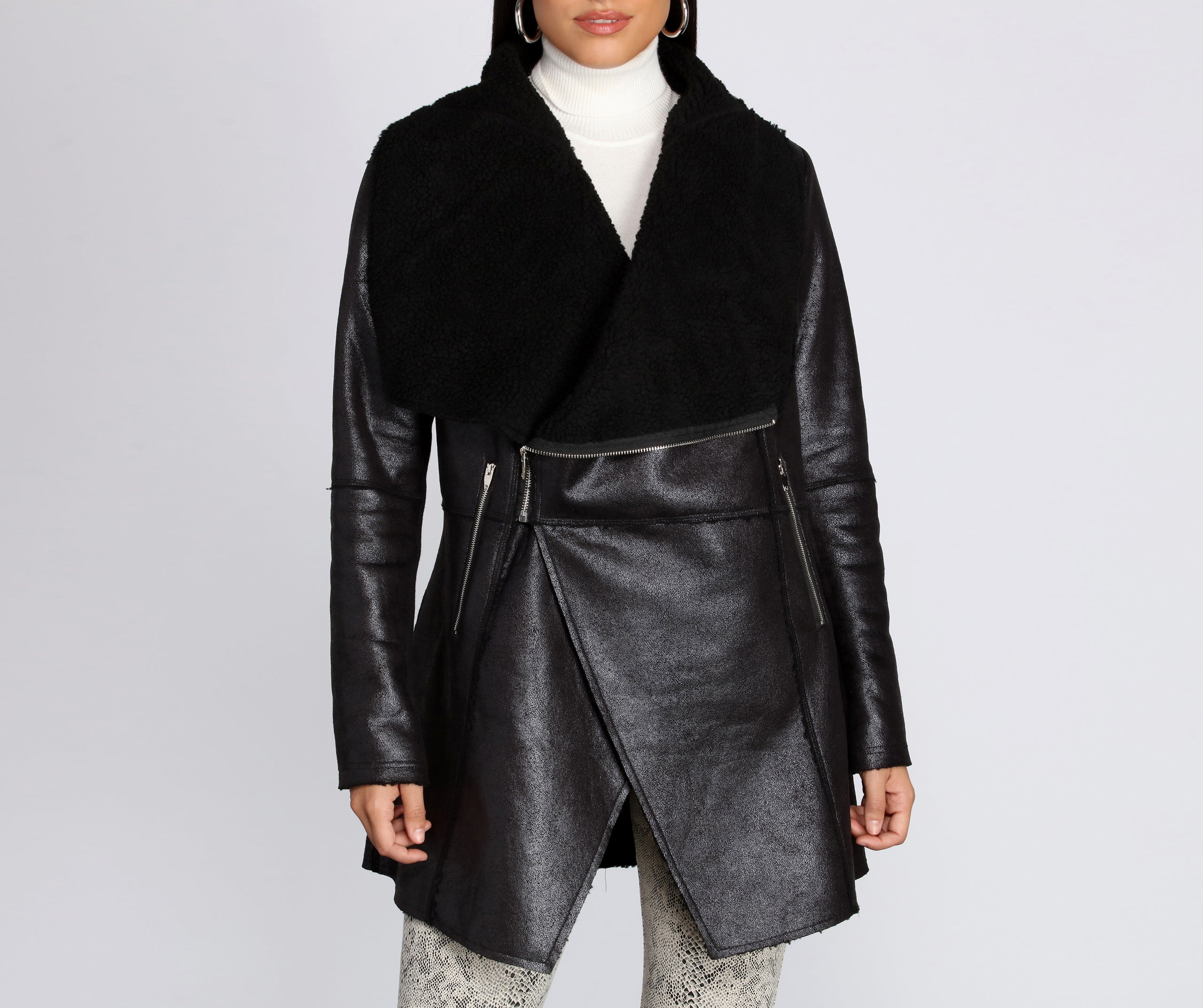 She Means Business Faux Leather Coat