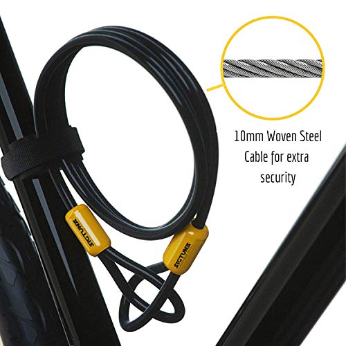 SIGTUNA Bike Lock - 16mm Heavy Duty Bicycle U Lock Combo with Square Steel Bike U-Lock Shackle and 1800mm Woven Steel Double-Loop Cable Chain Plus Key-Hole Cover and 3 High-Security Keys