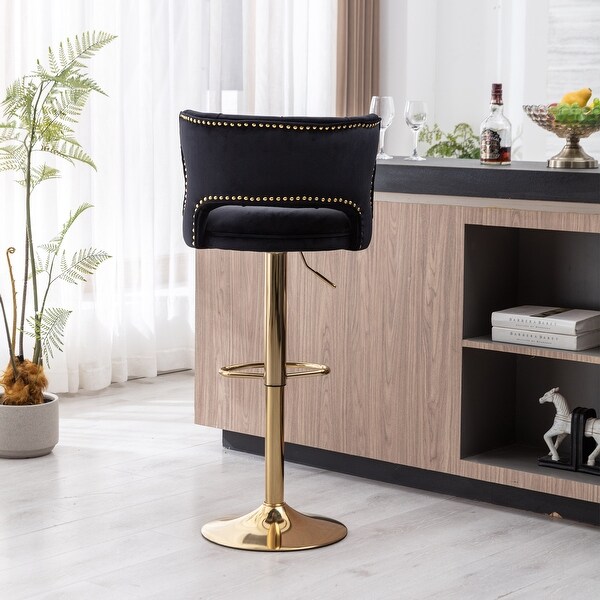 Bar Stools With Back and Footrest Counter Height Velvet 2PCS/SET