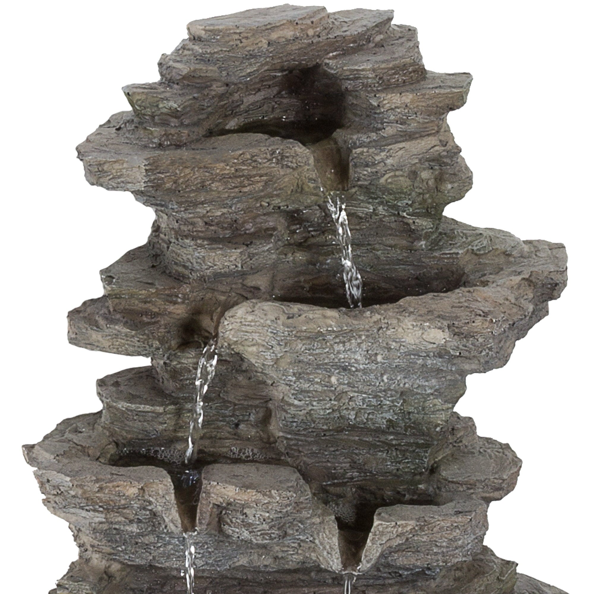 Pure Garden Tabletop Waterfall Fountain， Gray