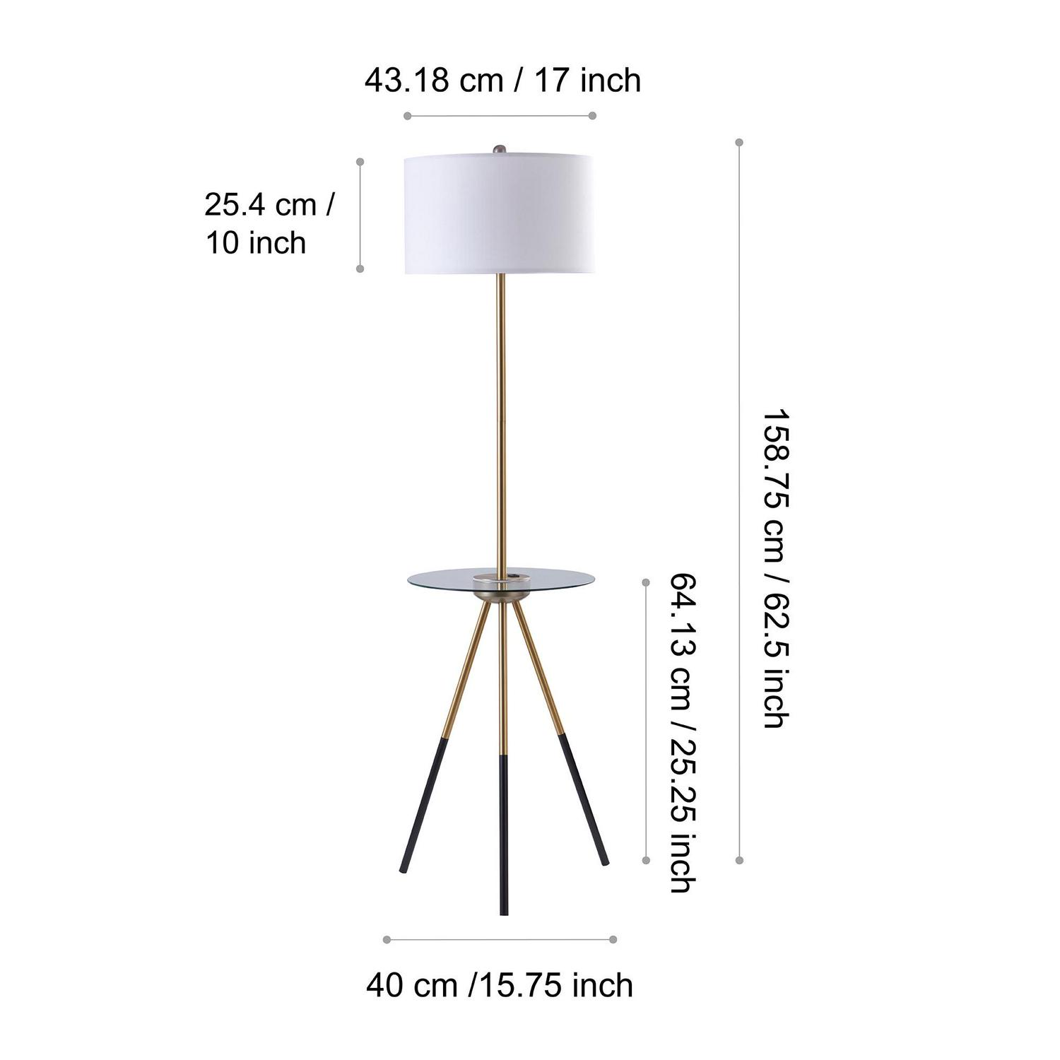 Versanora Myra Floor Lamp with Table and Built-In USB， Gold