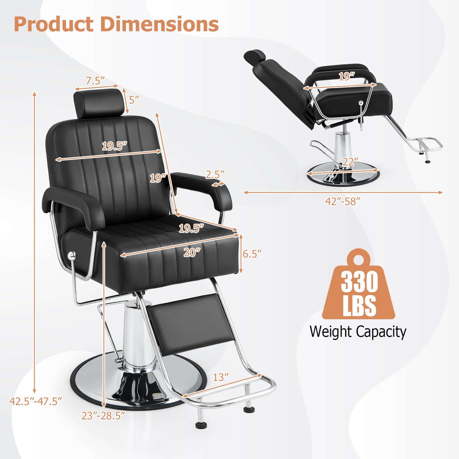 Giantex Reclining Barber Chair - Salon Chair for Hair Stylist