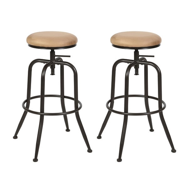 Homylin Faux Leather Adjustable Height Bar Stool(Set of 2)