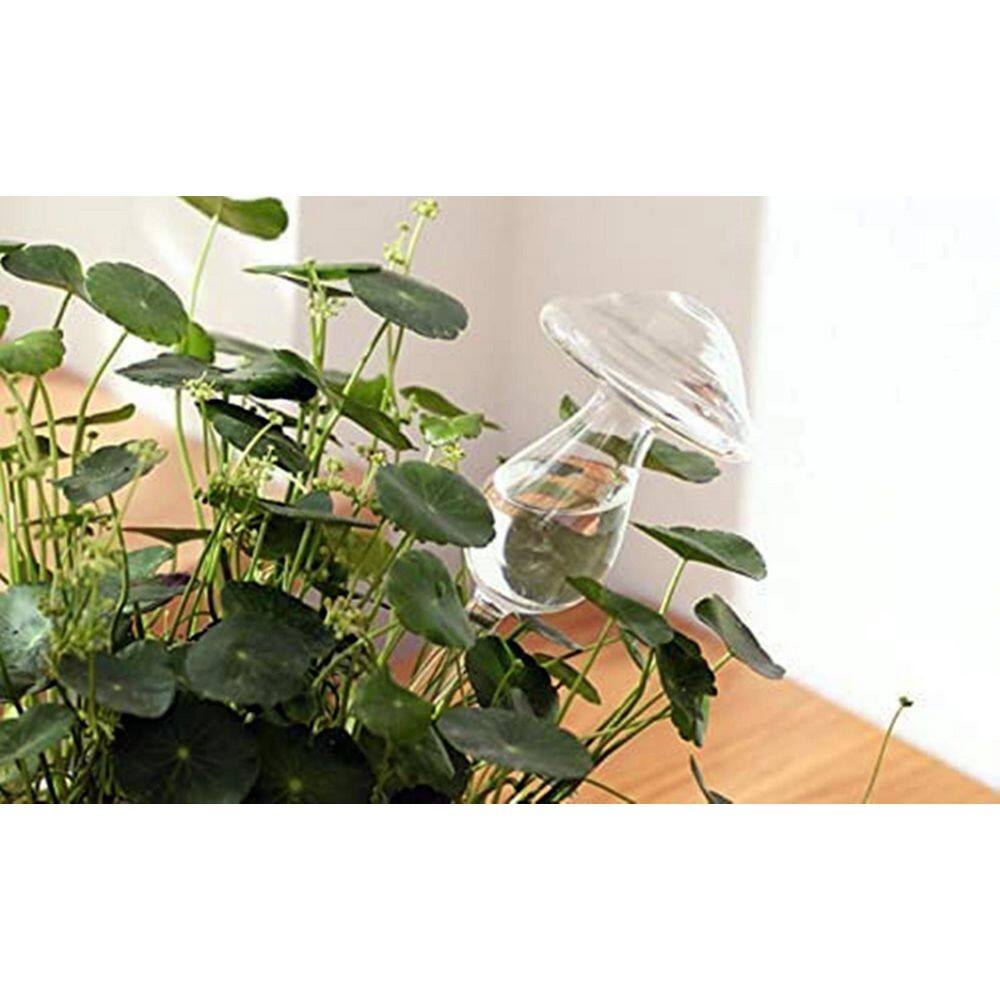 Plant Watering Ball Hand Blown Clear Glass Watering Ball for Indoor and Outdoor Plants 2 Mushrooms B07MW6SP25