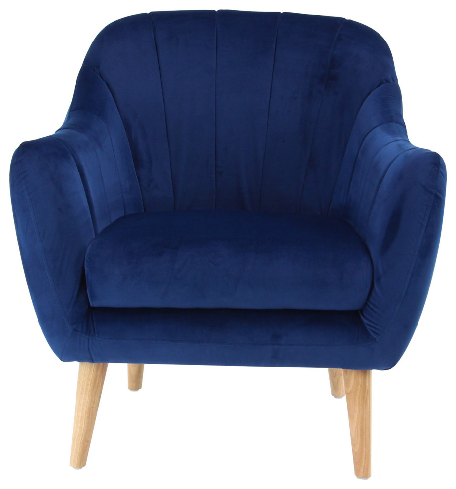 Blue Polyester and Wood Modern Accent Chair 38372   Midcentury   Armchairs And Accent Chairs   by Brimfield  ampMay  Houzz