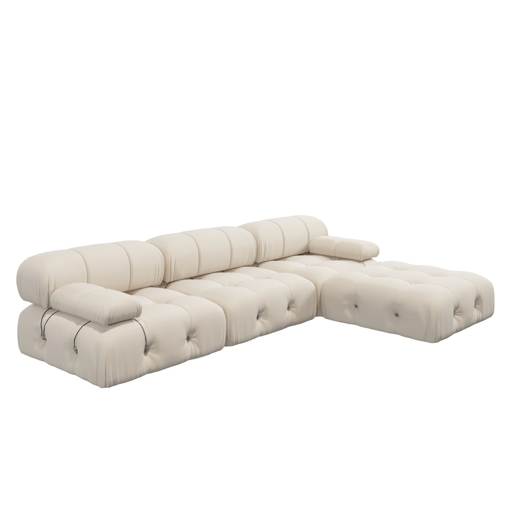 Modern Velvet Upholstered Large Modular Sectional Sofa