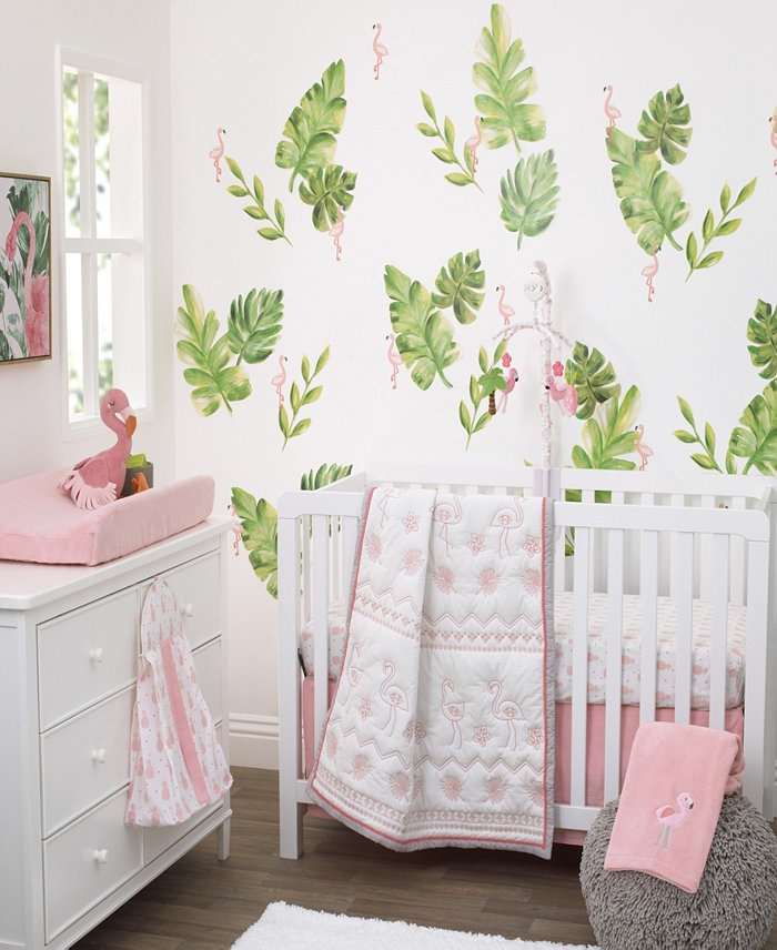 NoJo Tropical Flamingo 4-Piece Crib Bedding Set