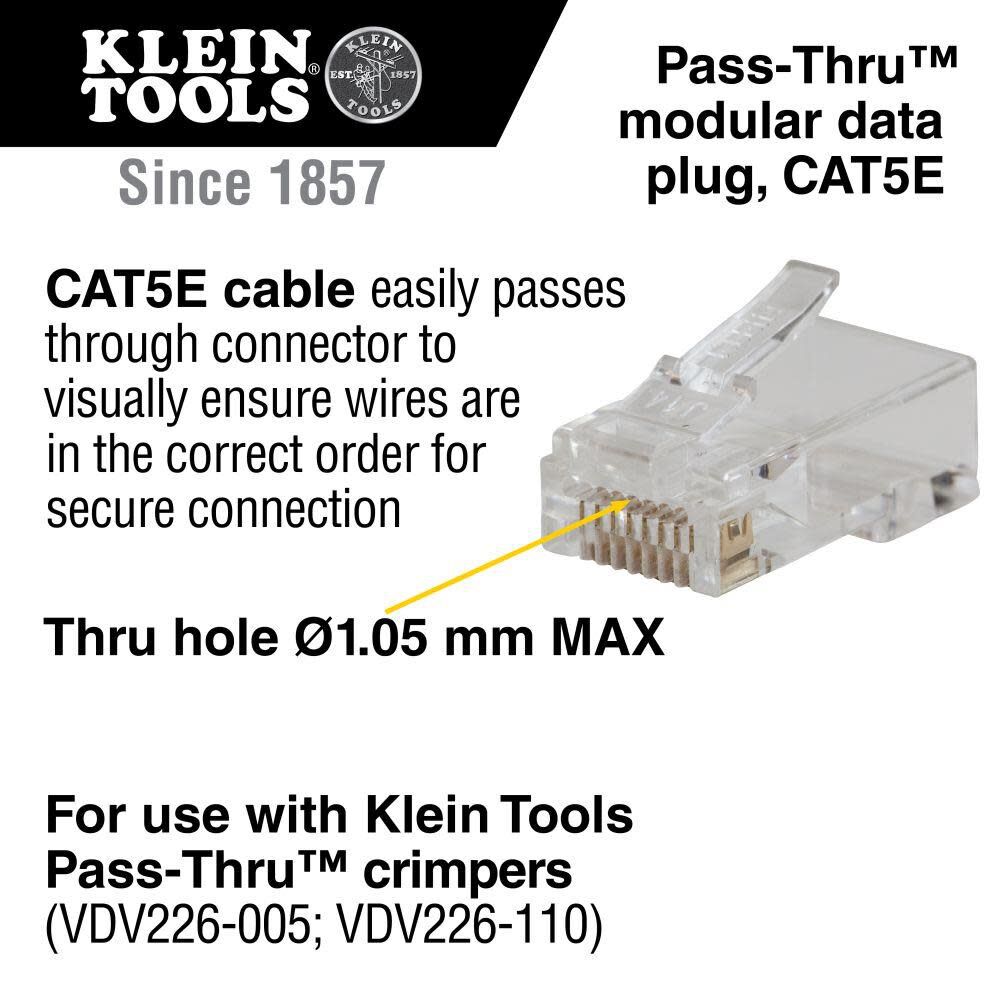 Klein Tools Pass-Thru Data Plug CAT5E 50 Pk VDV826702 from Klein Tools