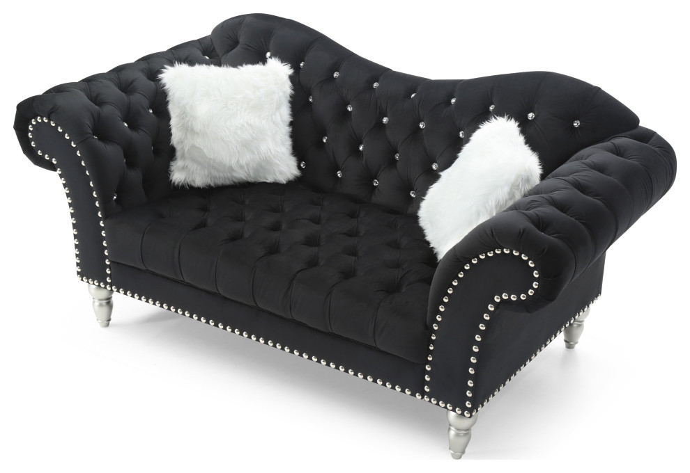 Wilshire Sweetheart Back Tufted Loveseat   Traditional   Loveseats   by Glory Furniture  Houzz