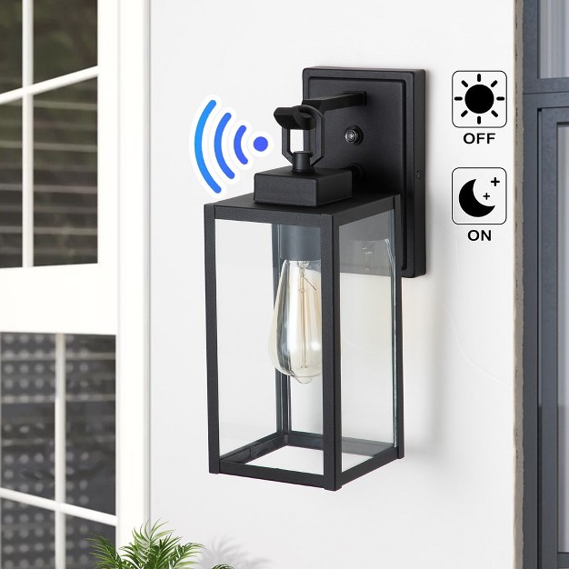 C Cattleya 1 light Matte Black Dusk To Dawn Outdoor Wall Lantern Sconce