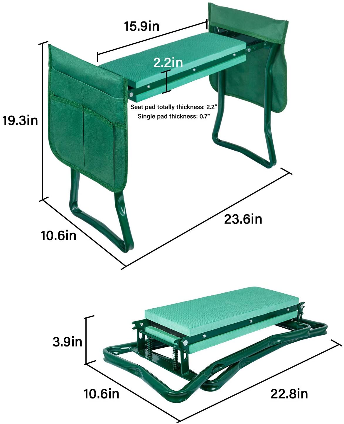 iPower Garden Kneeler and Seat, Foldable Garden Stool Heavy Duty Gardening Bench for Prevent Knee & Back Pain