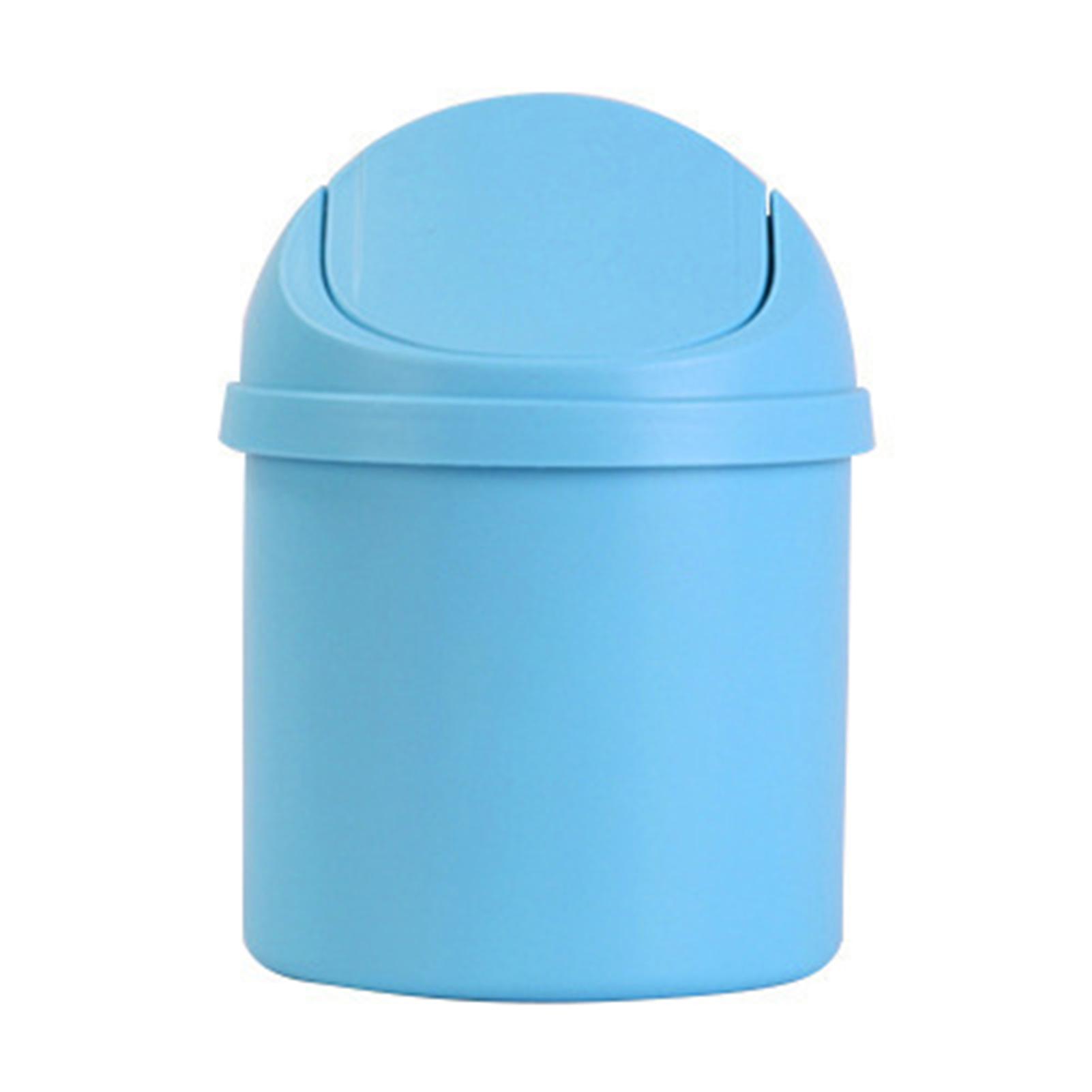 Mini Desktop Trash Can Pp Compact Intimate Lid Design Trash Can For Home Kitchen Desk Bedroom Living Roomblue