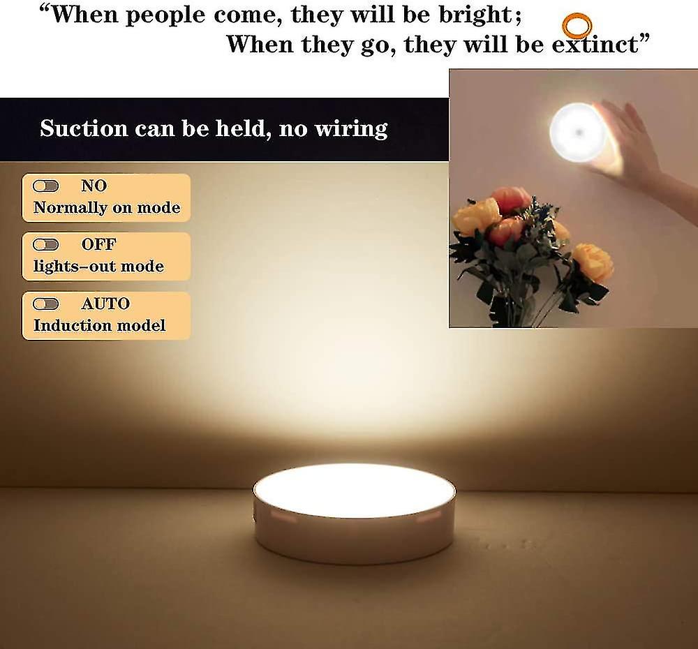 3 Pack Led Wireless Night Light Human Body Induction Mode Lighting Lamp Usb Charging