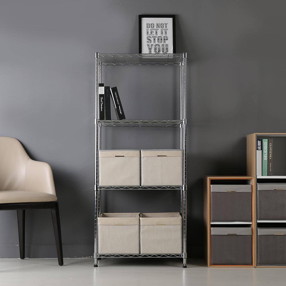 MZG Chrome 4-Tier Steel Shelving (15.7 in. x 23.6 in. x 54.4 in.) 4060138OFH401SG