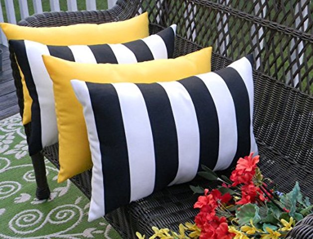 RSH Décor Indoor Outdoor Set of 4 Rectangle Lumbar Pillow Weather Resistant 20