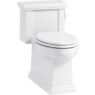 KOHLER Tresham Comfort Height 1-piece 1.28 GPF Single Flush Elongated Toilet with Trip Lever in White Seat Included K-3981-RA-0