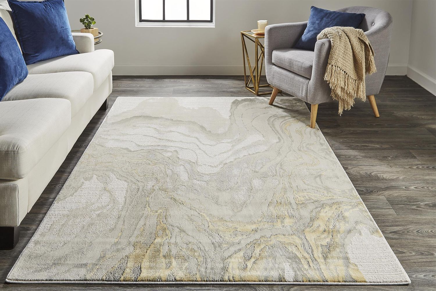 Vanhorn Gold and Ivory Rug by BD Fine