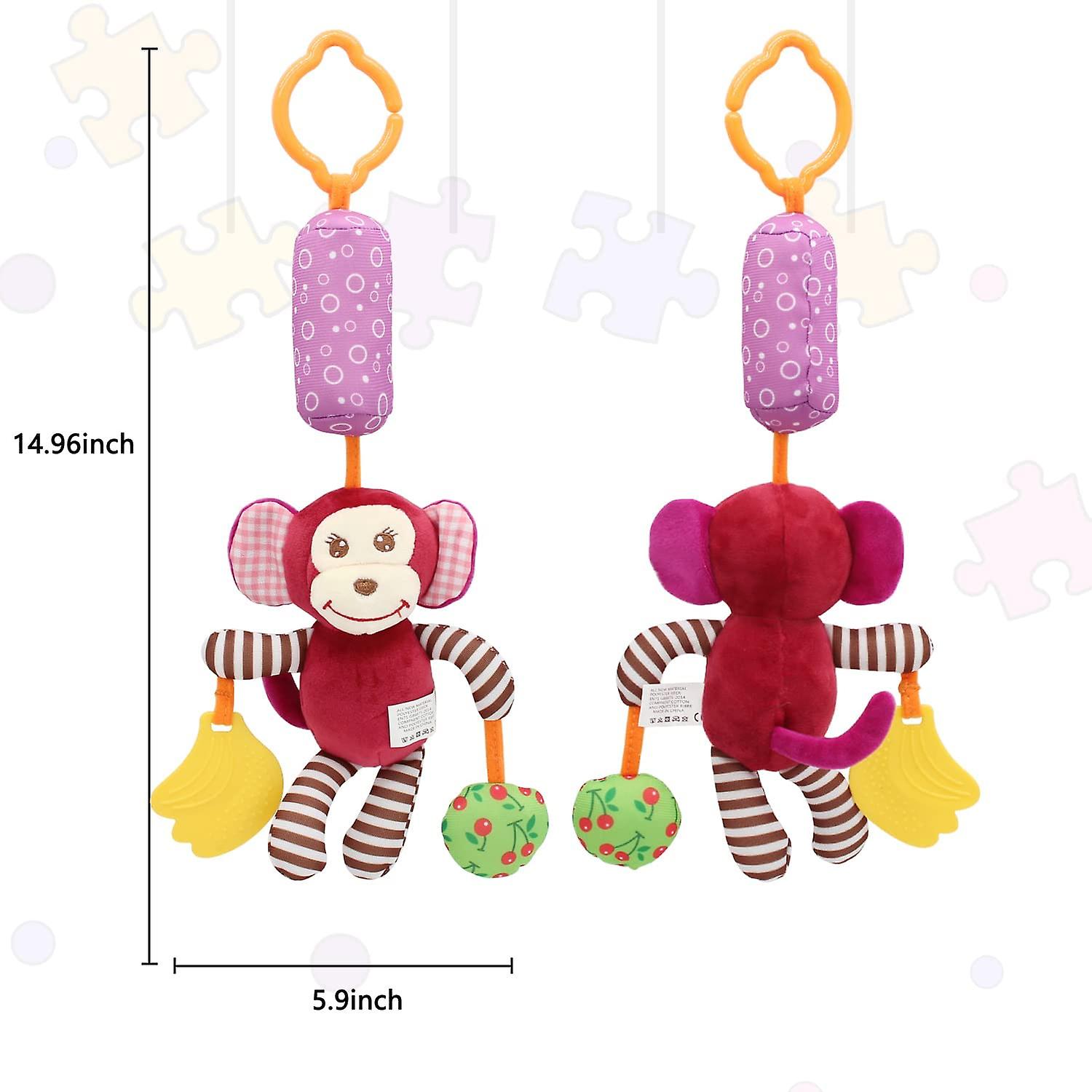 Baby Car Seat Toys， Infant Soft Plush Rattle， Cute Animal Doll，early Development Hanging Stroller Toys For Newborn Boys Girls Gifts (12 Pcs)