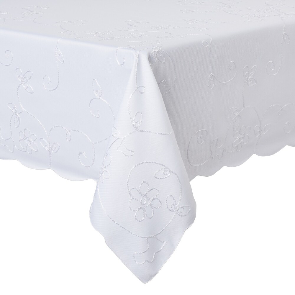 Violet Linen Dublin Embroidered Pattern Tablecloth