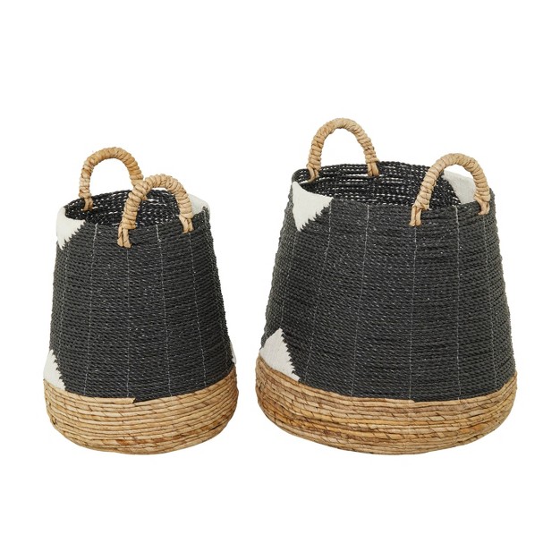 Set Of 2 Banana Leaf Storage Baskets Black Olivia amp May