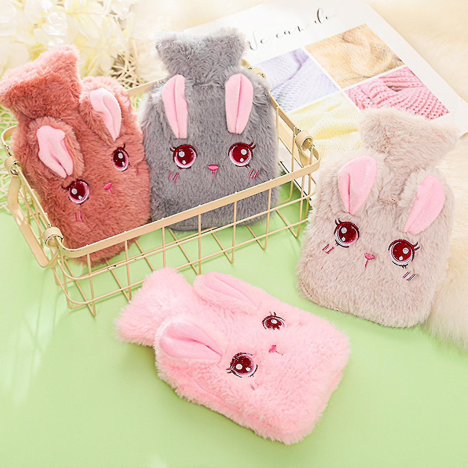 Hot Water Bottle Cute Cartoon Leak-proof Convenient Pvc Water Bag Hand Warmer With Fur Cover For Pain Relief Menstrual Cramps