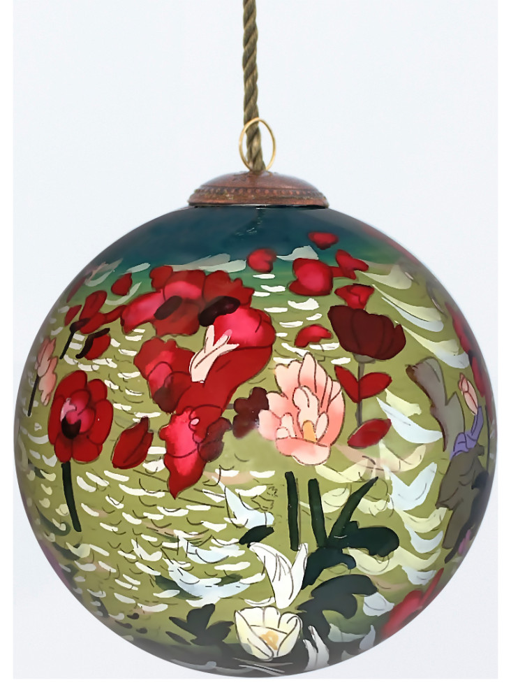 Poppies Glass Ornament Collection  Set of 4   Traditional   Christmas Ornaments   by overstockArt  Houzz