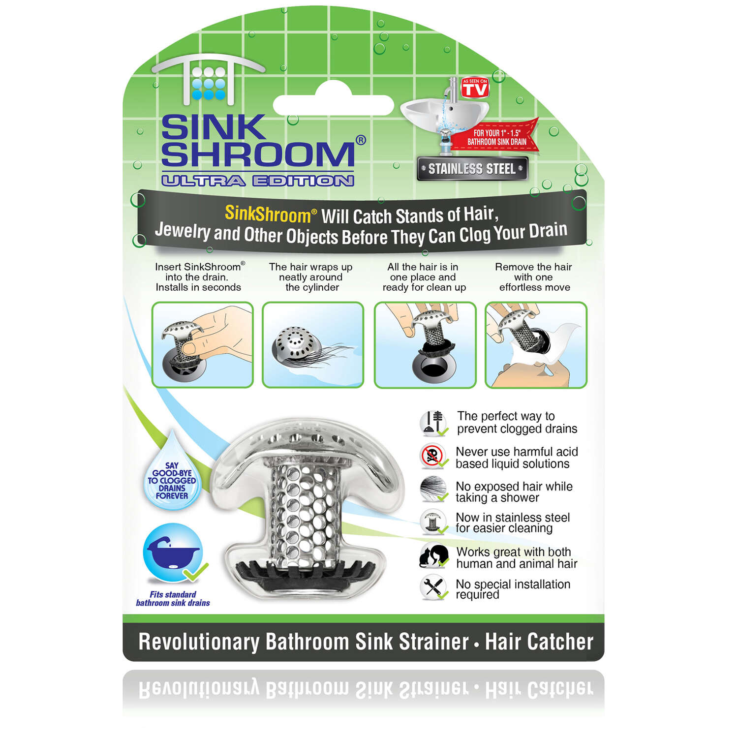 SinkShroom Chrome Stainless Steel Drain Protector