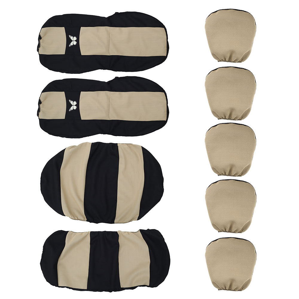 Style That Baby 9Piece Set Car Seat Covers， Protector Full Set Front and Rear Universal， Resistant Removable and Washable Car Seat Covers Full Set for Protecting Car Seat- Butterfly Beige