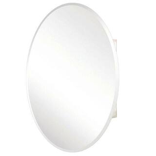 Pegasus 24 in. x 36 in. Recessed or Surface-Mount Oval Bathroom Medicine Cabinet with Oval Beveled Mirror SP4583