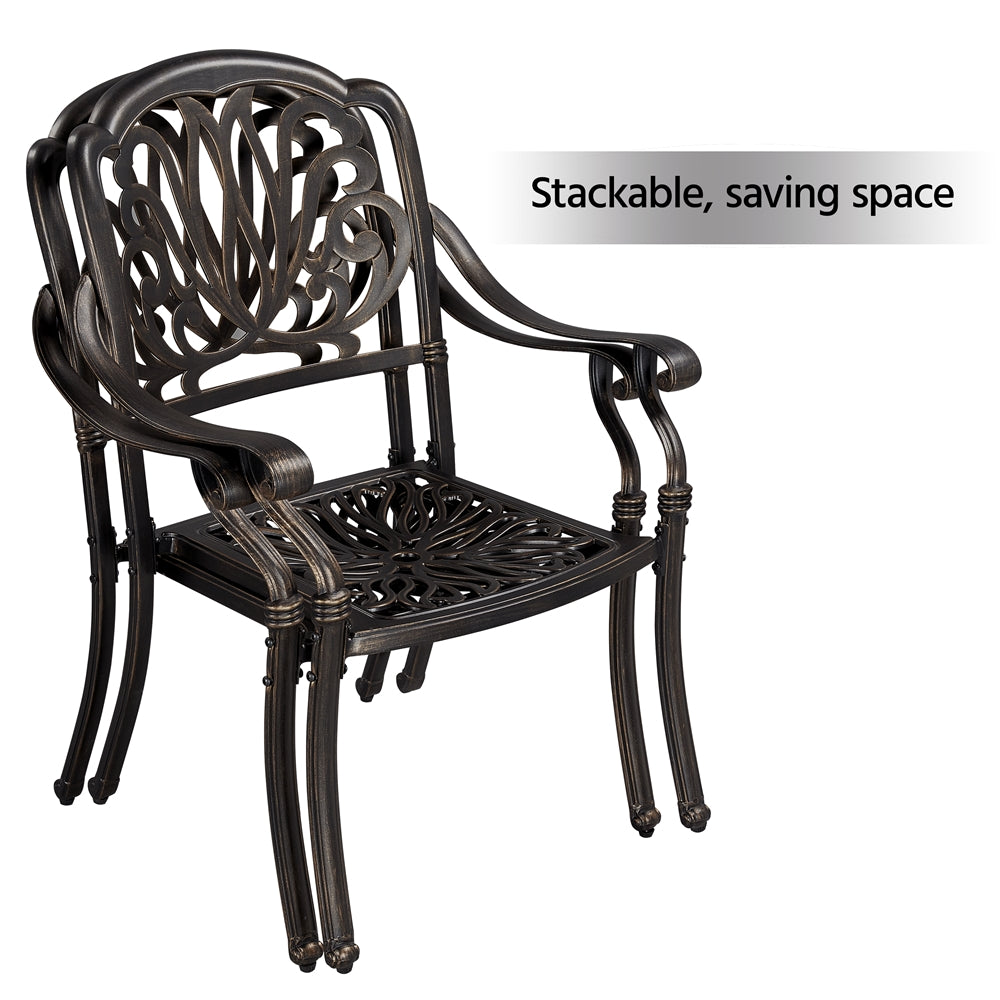 SmileMart Antique Bronze Scroll Design Aluminum Outdoor Bistro Chairs, Set of 2