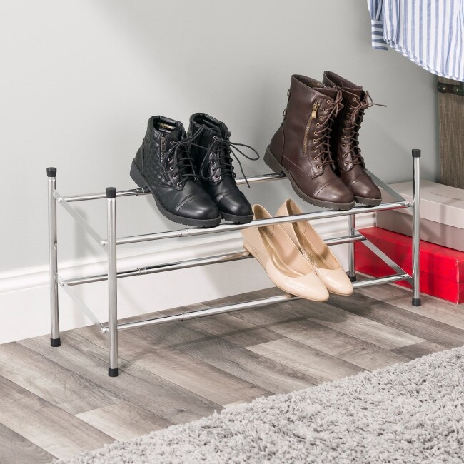 2 Tier Chrome Expandable Shoe Rack