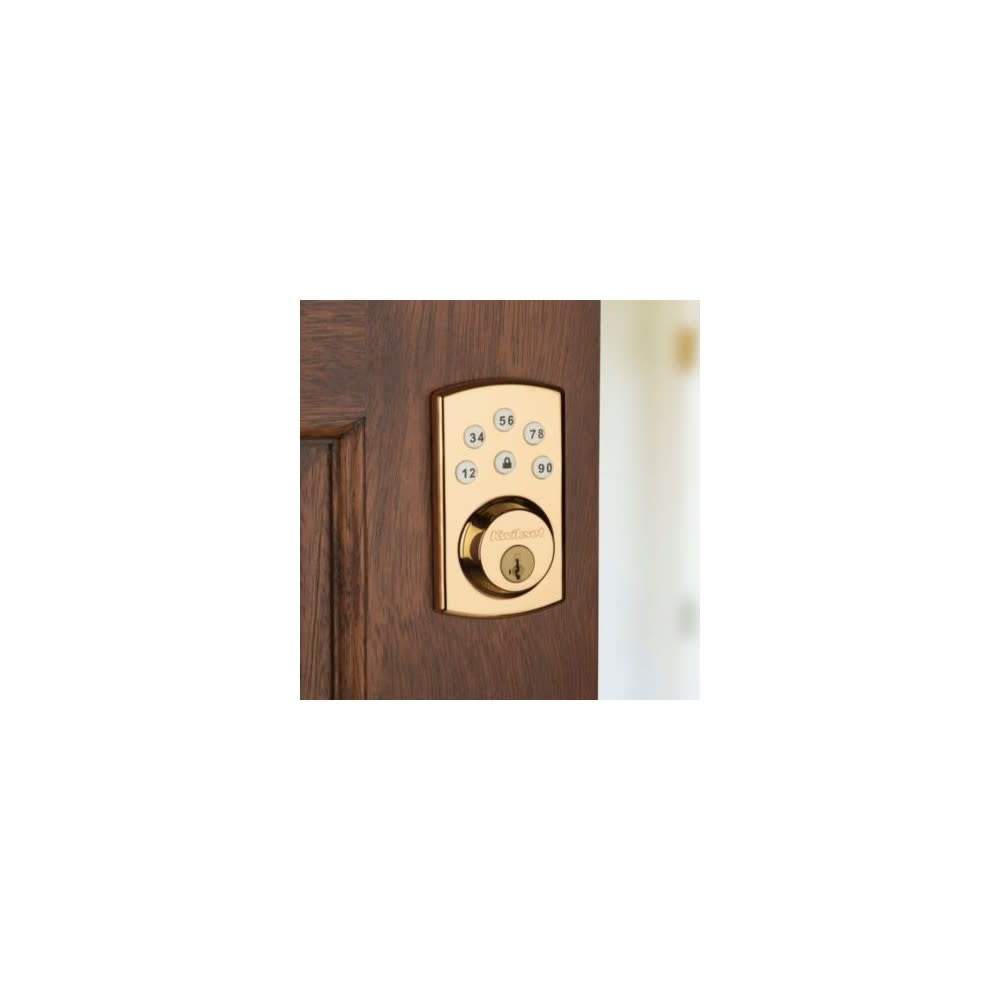 Polished Brass Keyed One Side Powerbolt 2 Electronic Deadbolt ;