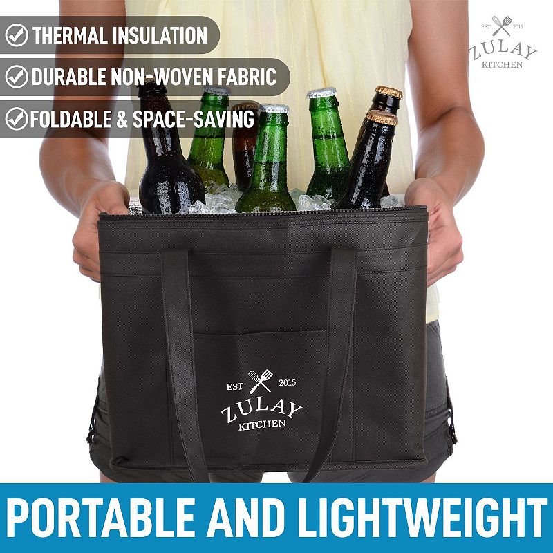 2 Pack Reusable Insulated Food Delivery Bag With Longer Handles and Reinforced Bottom