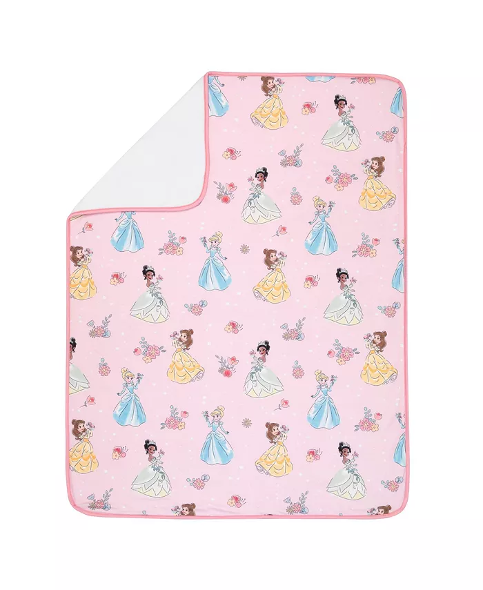 Lambs and Ivy Disney Princesses Pink Fleece Baby Blanket - Belle Tiana Cinderella