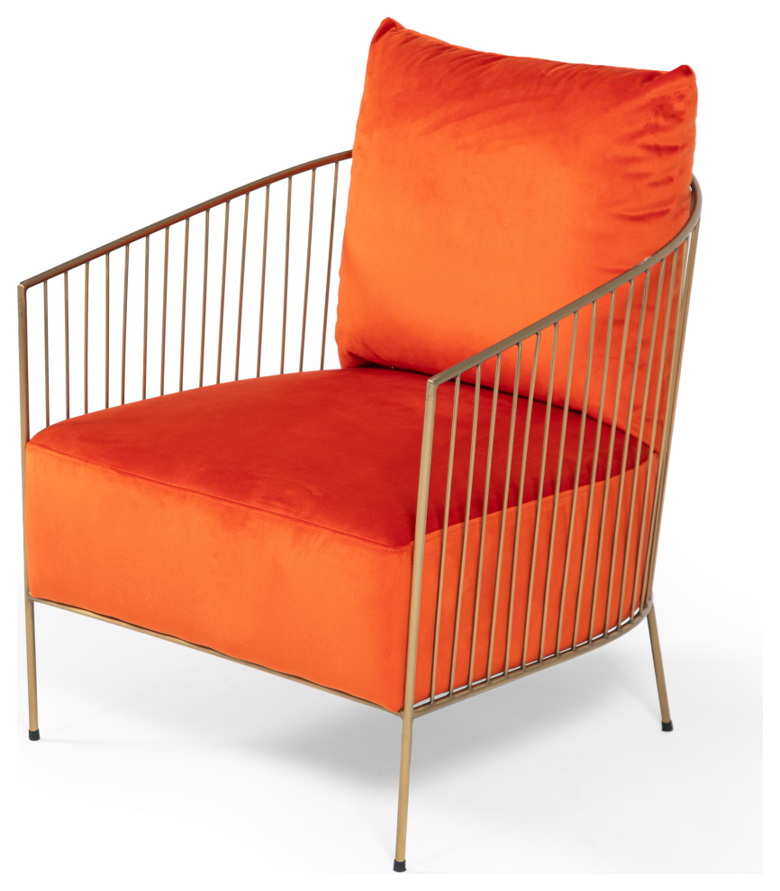 Modrest Loveland Glam Orange Velvet Accent Chair   Contemporary   Armchairs And Accent Chairs   by Vig Furniture Inc.  Houzz