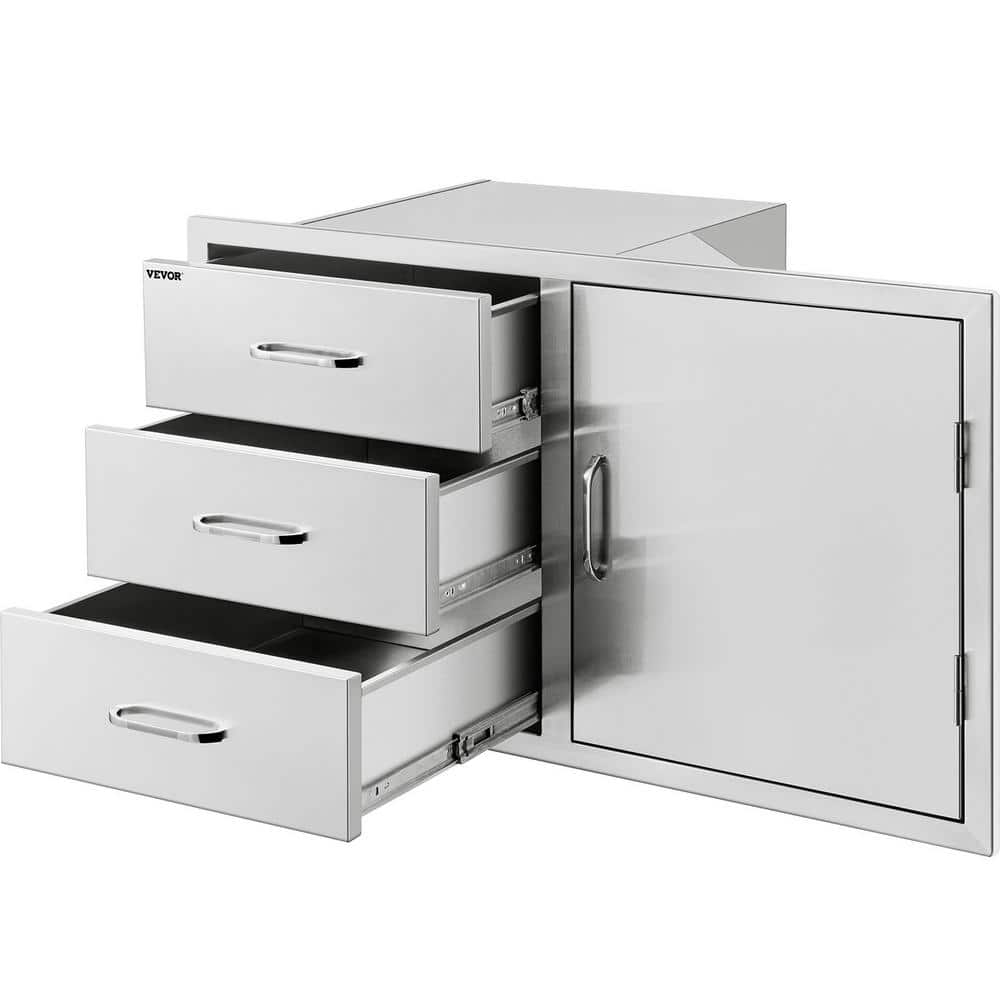 VEVOR 38.1 in. W x 22.6 in. H x 20.8 in. D Outdoor Kitchen Drawers Stainless Steel BBQ Access Drawers with Handle CTG23X38.9X21.101V0