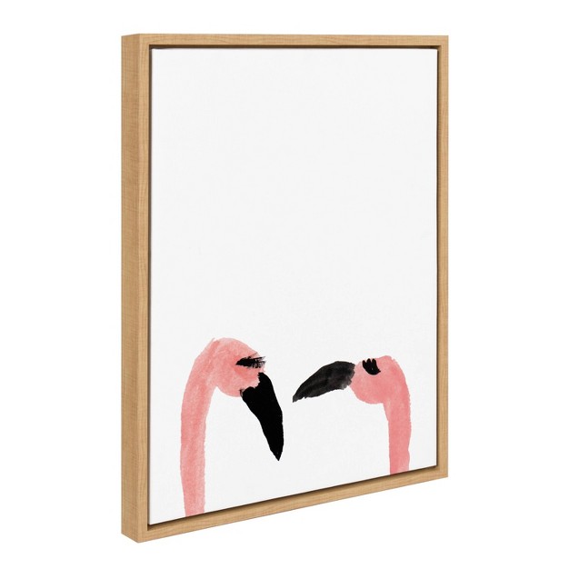 X 24 quot Sylvie Flamingo Faces By Kendra Dandy Of Bouffants And Broken Hearts Framed Wall Canvas Natural Kate amp Laurel All Things Decor