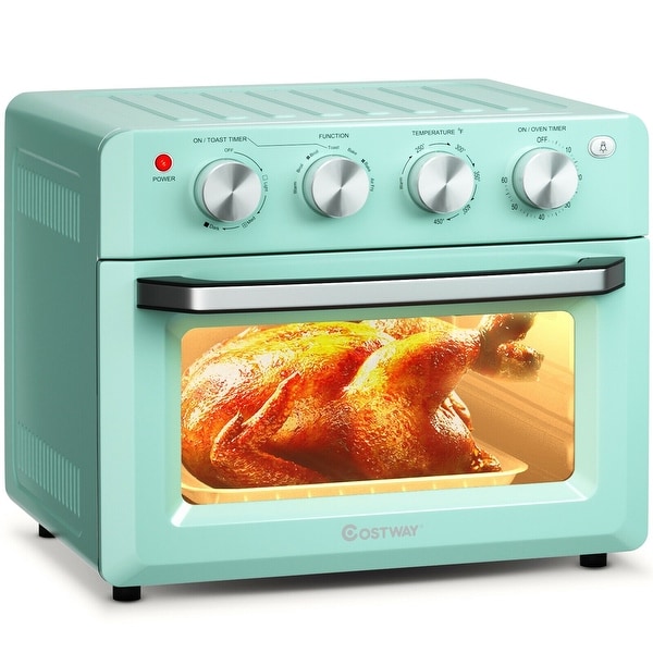 19 Qt Dehydrate Convection Air Fryer Toaster Oven with 5 Accessories-Green - 19.5